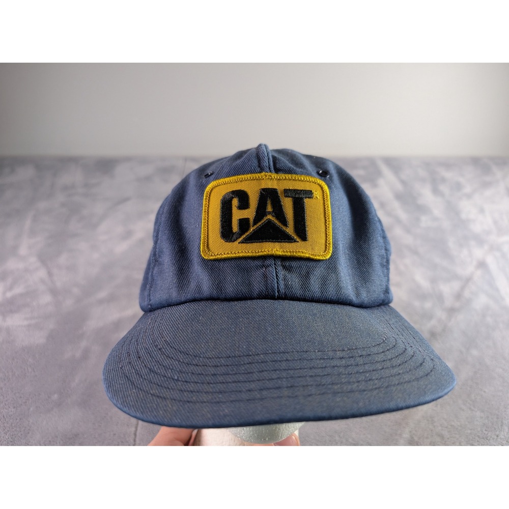 Vintage Caterpillar CAT Logo Snapback Hat Navy Blue Adjustable Trucker Cap